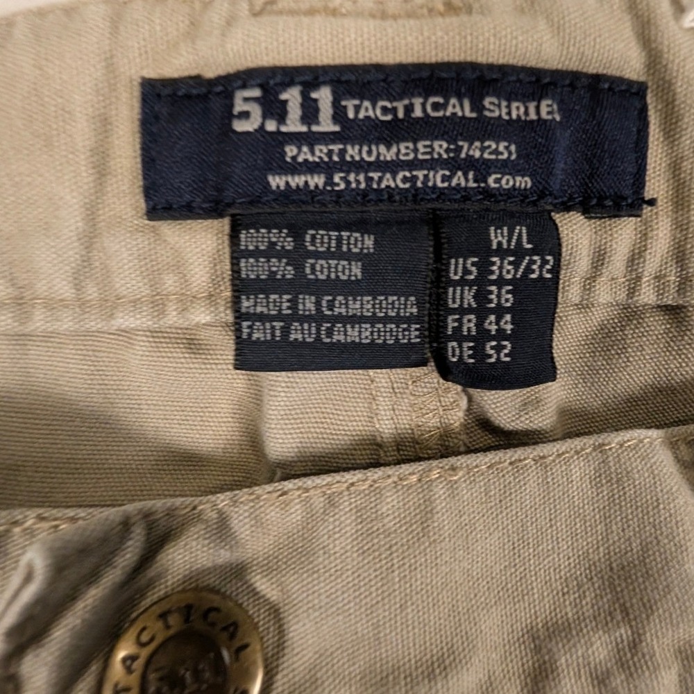 5.11 Tactical Series‎ Mens 36x32 Khaki Cargo Pants Cotton Ripstop Workwear READ - Picture 9 of 13